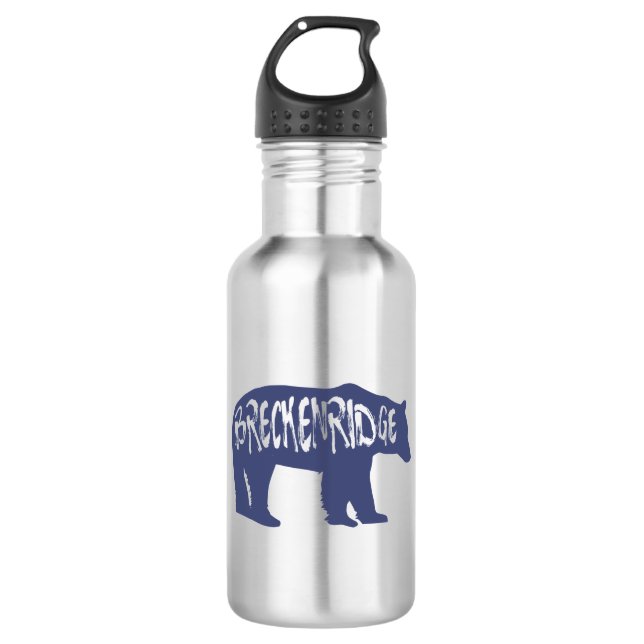 Breckenridge Colorado Bear Stainless Steel Water Bottle (Front)