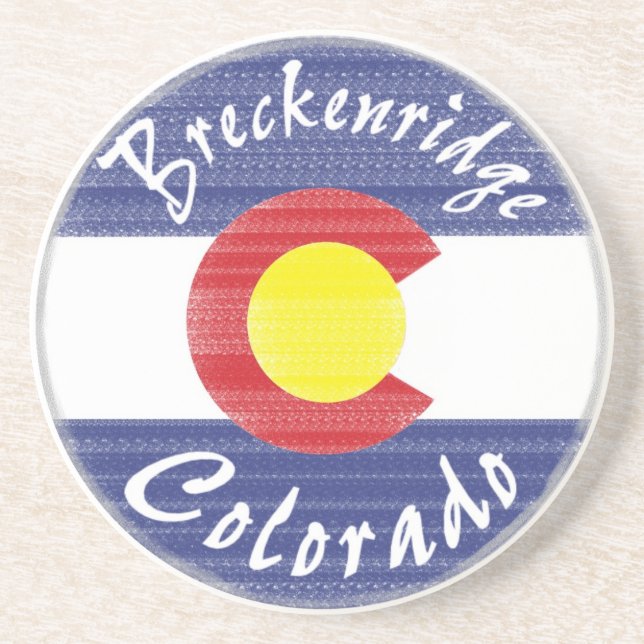 Breckenridge Colorado circle flag drink coasters (Front)