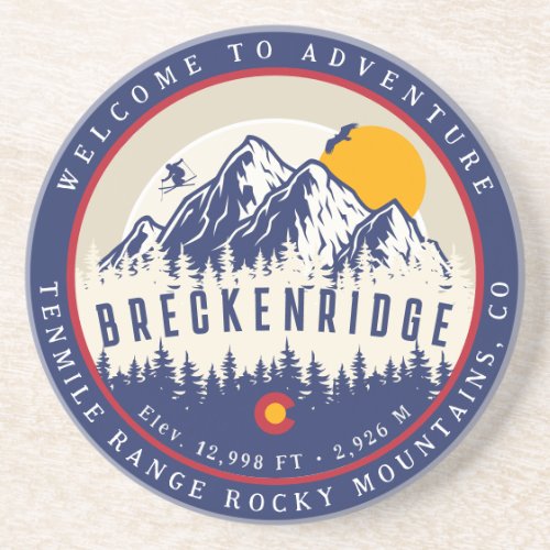 Breckenridge Colorado Flag Mountain Ski Souvenir Coaster