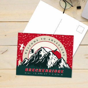 Breckenridge Colorado Flag Mountain Ski Souvenir Holiday Postcard