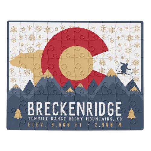 Breckenridge Colorado Flag Mountain Ski Souvenir Jigsaw Puzzle