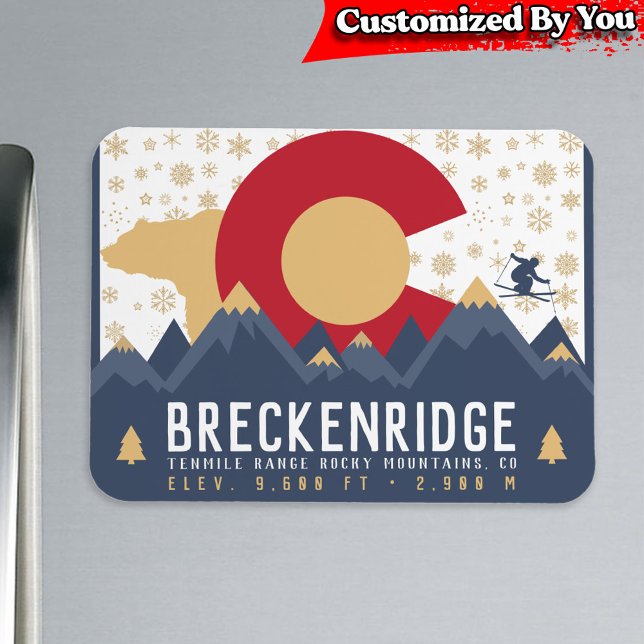 Breckenridge Colorado Flag Mountain Ski Souvenir Magnet (Creator Uploaded)