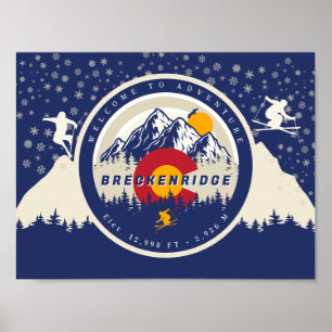 Breckenridge Colorado Flag Mountain Ski Souvenir Poster