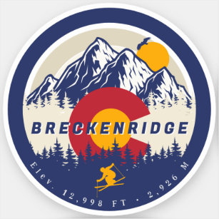 Breckenridge Colorado Flag Mountain Ski Souvenir Sticker