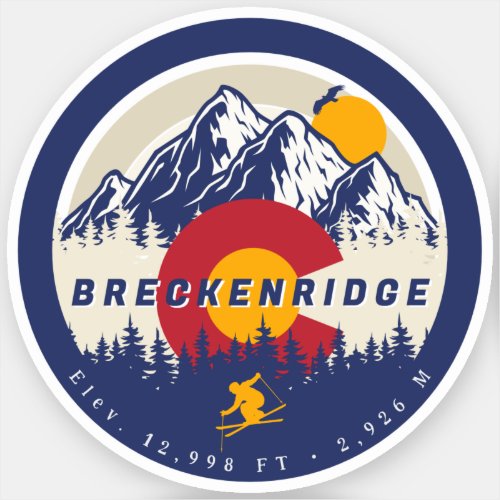 Breckenridge Colorado Flag Mountain Ski Souvenir Sticker