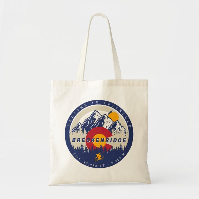 Breckenridge Colorado Flag Mountain Ski Souvenir Tote Bag (Front)