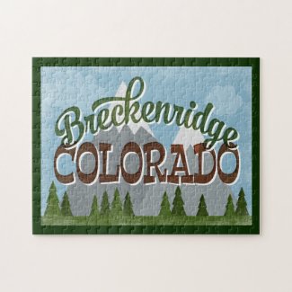 Breckenridge Colorado Fun Retro Snowy Mountains Jigsaw Puzzle