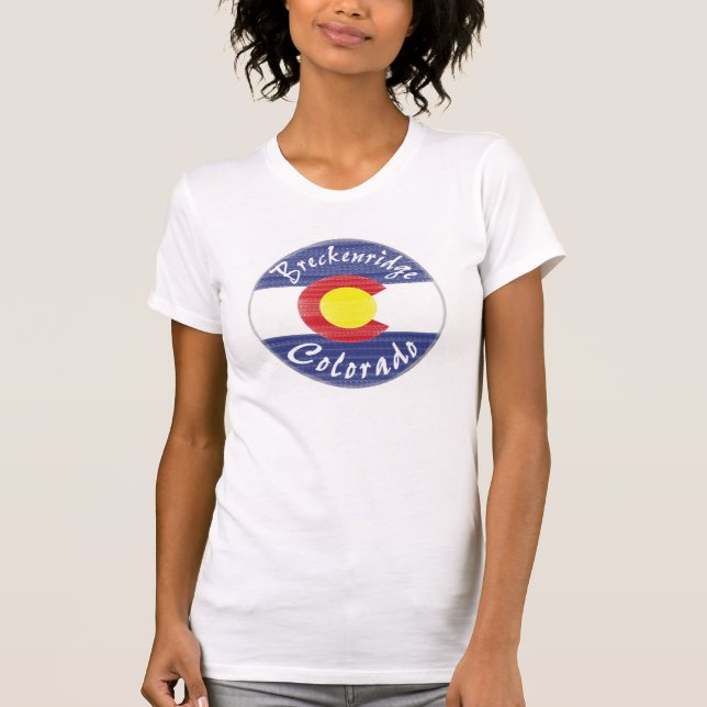 Breckenridge Colorado ladies circle flag tee (Front)