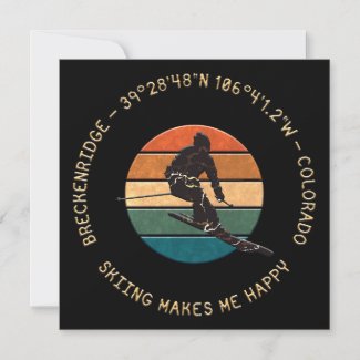 Breckenridge, Colorado - Man Skier, Gold Text