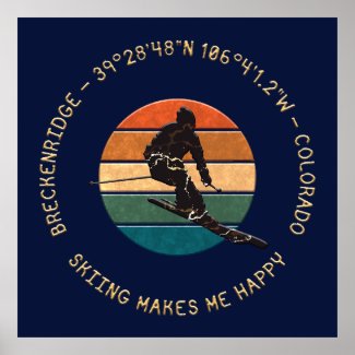 Breckenridge, Colorado - Man Skier Golden Text