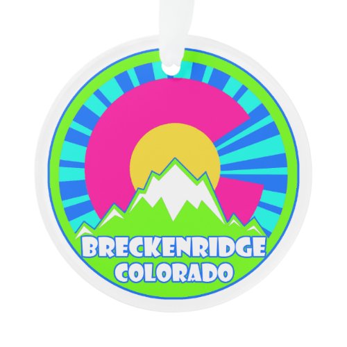 Breckenridge Colorado neon mountain ornament