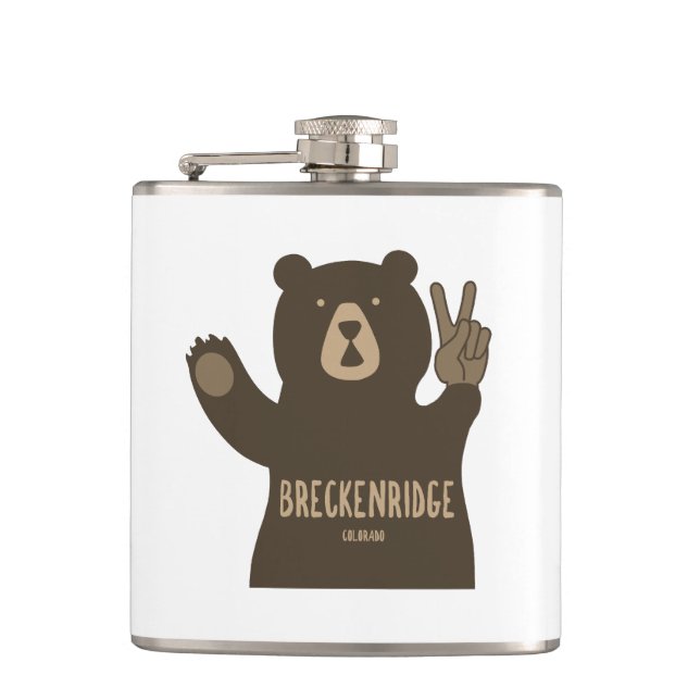 Breckenridge Colorado Peace Bear Flask (Front)