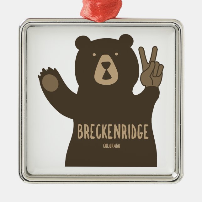 Breckenridge Colorado Peace Bear Metal Ornament (Front)