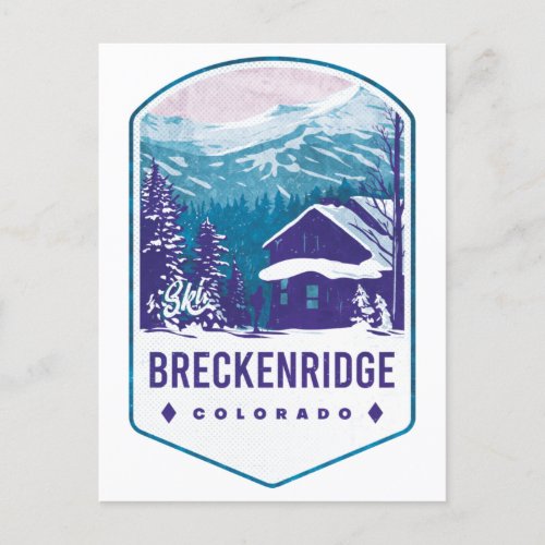 Breckenridge Colorado Ski Badge Postcard