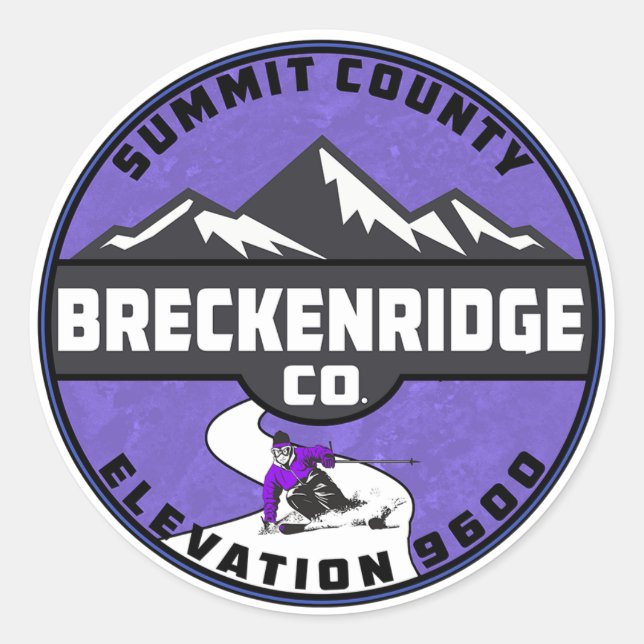 Breckenridge Colorado Ski Skiing Summit County Classic Round Sticker (Front)