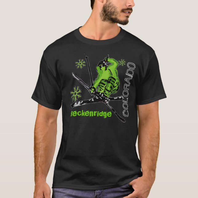 Breckenridge Colorado skier guys dark tee (Front)