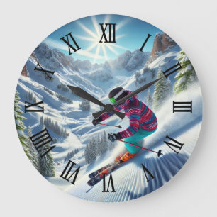 Breckenridge Colorado Skiing Skier Travel Large Clock