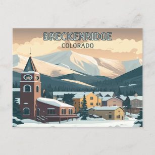 Breckenridge Colorado Snow Mountains Vintage Retro Postcard