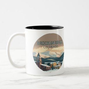 Breckenridge Colorado Snow Mountains Vintage Retro Two-Tone Coffee Mug