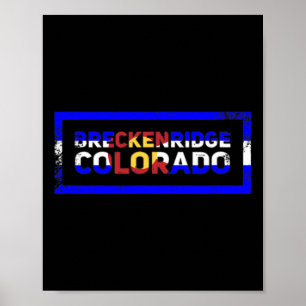 Breckenridge Colorado State Flag Retro Mountain Sk Poster