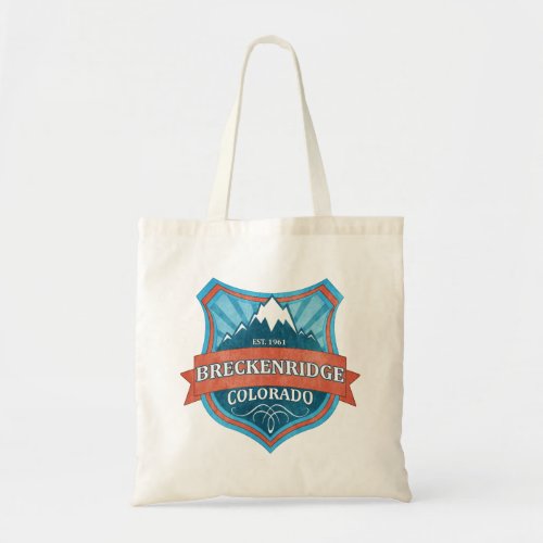 Breckenridge Colorado teal grunge shield tote bag