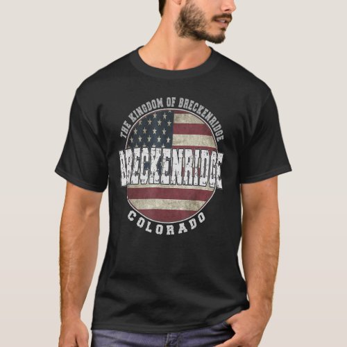 Breckenridge Colorado Vintage American flag T_Shirt
