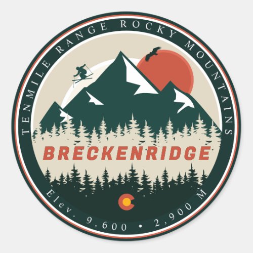 Breckenridge Colorado Vintage Mountain Souvenir Classic Round Sticker