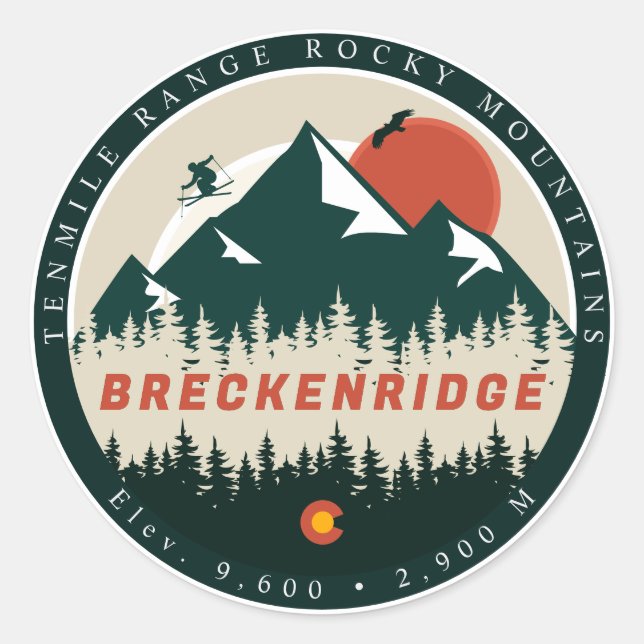 Breckenridge Colorado Vintage Mountain Souvenir Classic Round Sticker (Front)