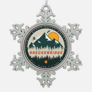 Breckenridge Colorado Vintage Mountain Souvenir Snowflake Pewter Christmas Ornament