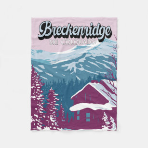 Breckenridge Colorado Winter Art Vintage Fleece Blanket