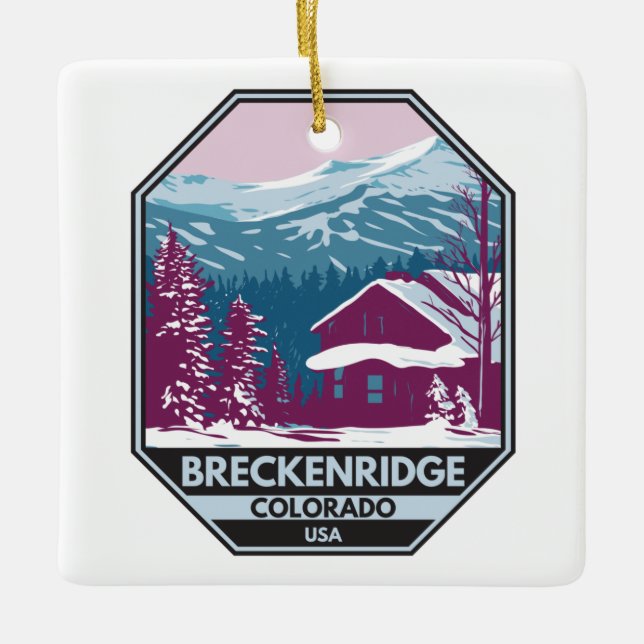 Breckenridge Colorado Winter Ski Area Ceramic Ornament (Front)