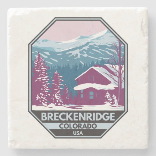 Breckenridge Colorado Winter Ski Area Stone Coaster