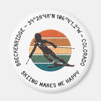 Breckenridge, Colorado - Woman Skier, Black Text