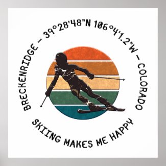 Breckenridge, Colorado - Woman Skier, Black Text