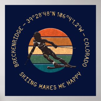 Breckenridge, Colorado - Woman Skier, Golden Text