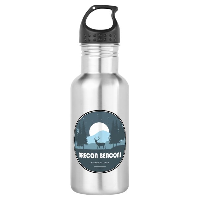 Brecon Beacons National Park Deer Stainless Steel Water Bottle (Front)