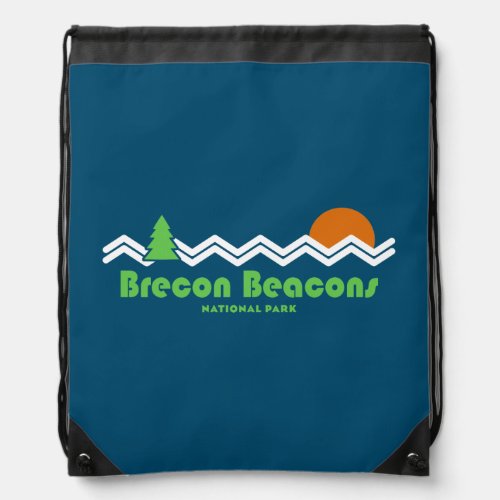 Brecon Beacons National Park Retro Drawstring Bag
