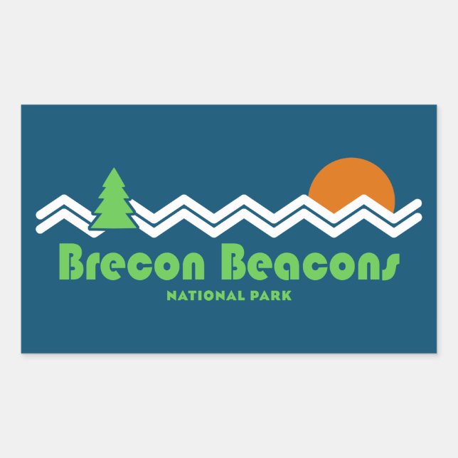 Brecon Beacons National Park Retro Rectangular Sticker (Front)