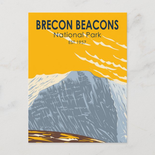 Brecon Beacons National Park Wales Pen Y Fan Retro Postcard (Front)