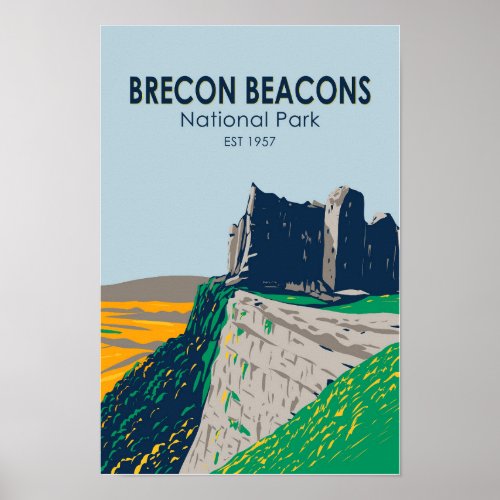 Brecon Beacons National Park Wales Vintage Poster