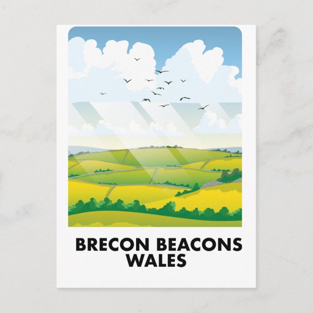Brecon Beacons wales travel poster Postcard (Front)