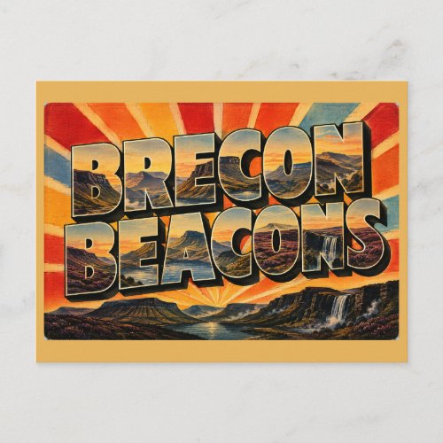 Brecon Beacons Wales Vintage Travel Art Postcard