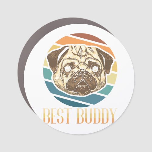 Breed Retro Pug Vintage Paw Pet Puppy Dog Lover  Car Magnet