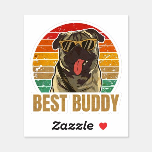 Breed Retro Pug Vintage Paw Pet Puppy Dog Lover  Sticker