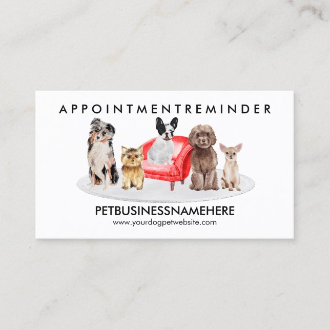 Breed Small Dog Grooming Appointment Business Card (Front)