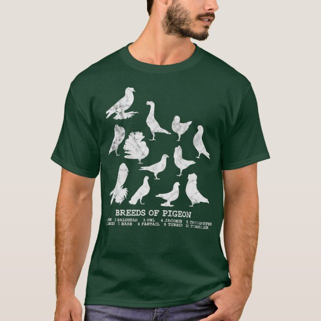 Breeds of Pigeons pigeon lover T-Shirt (Front)