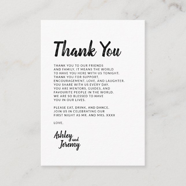 Brees Minimalist modern thank you Enclosure Card (Front)