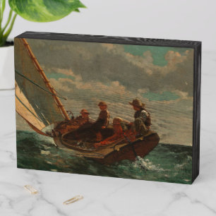 Breezing Up (A Fair Wind)-Winslow Homer Wooden Box Sign