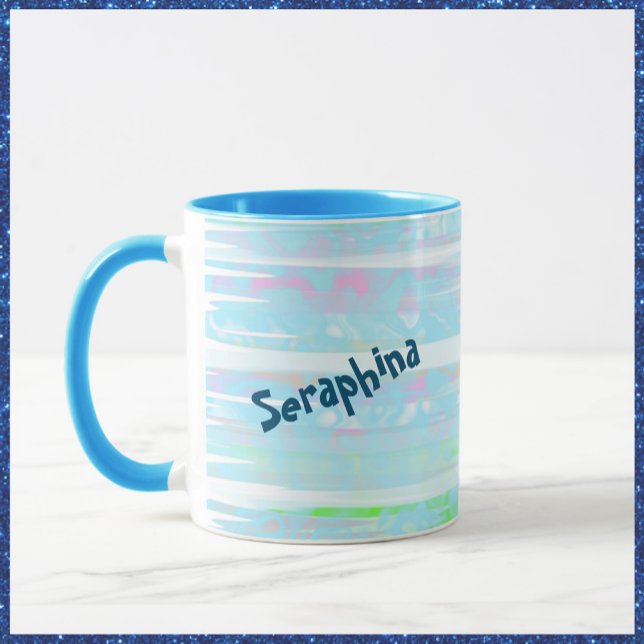 Breezy Abstract Aqua Stripes Mug (Creator Uploaded)