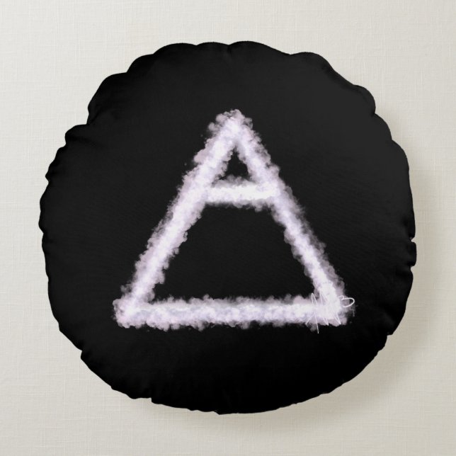 Breezy Air Element Alchemy Symbol Round Pillow (Front)